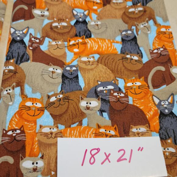 Cotton Fabric 6 Pc Cat Print Lot 12x44 To 19x28 Quilting Sewing Crafts Material - Picture 10 of 16
